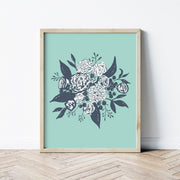 boho bouquet art print aqua  | shop radiant home studio