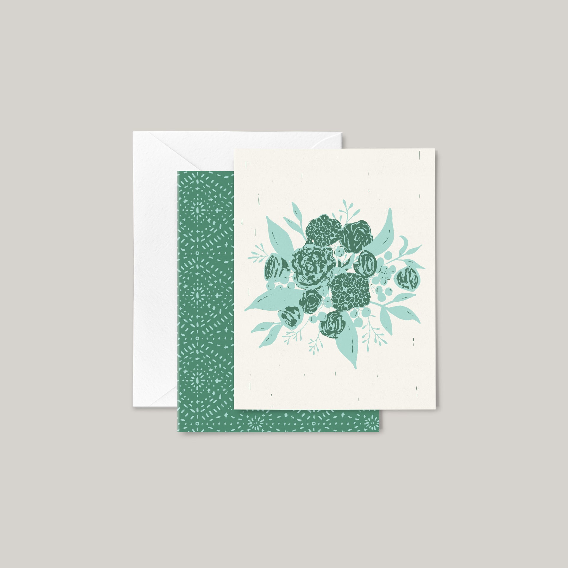 eco-friendly recycled note card set | emerald & aqua bouquet blank greeting cards | shop radiant home studio