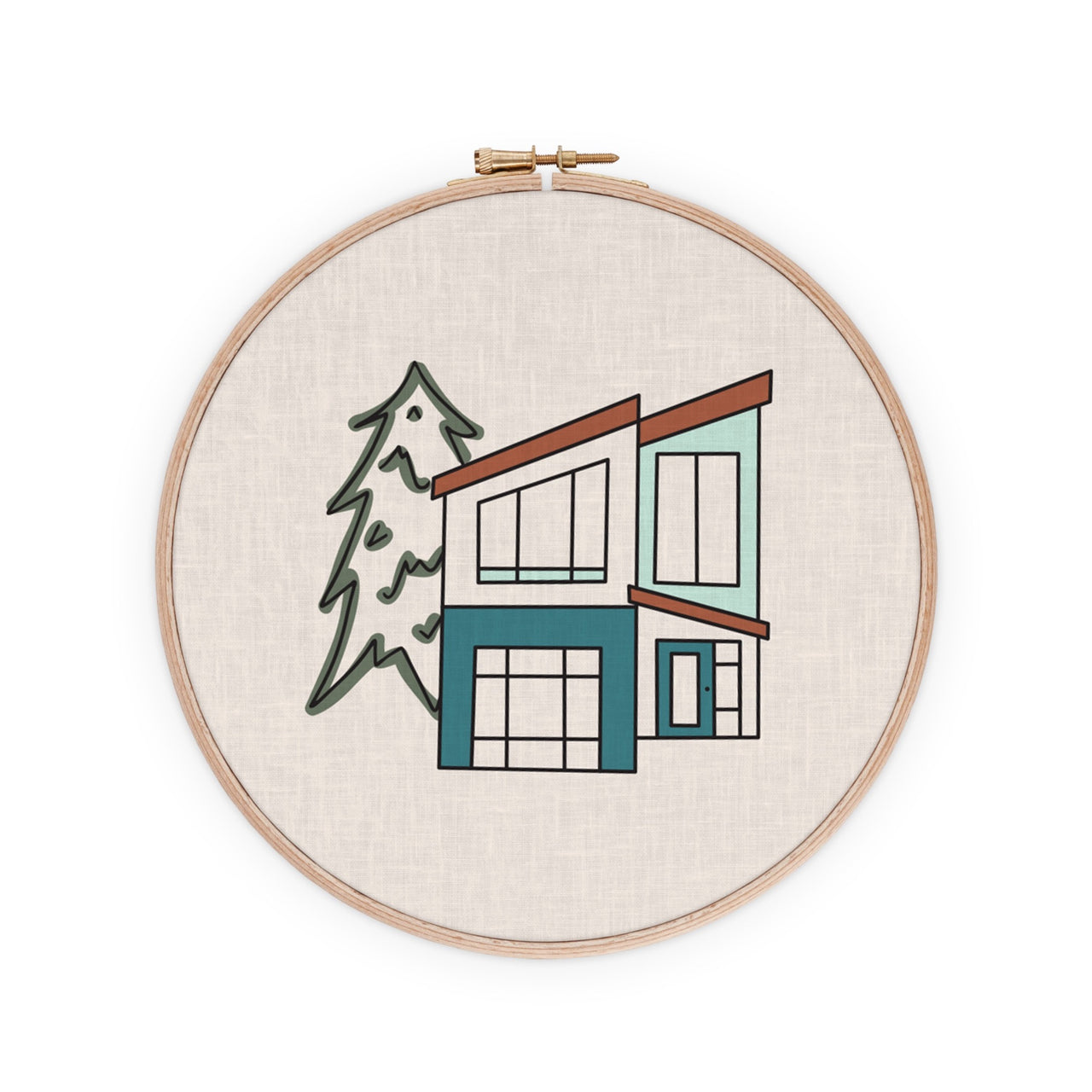 Modernist Mountain House Embroidery Pattern PDF Download Radiant Home Studio