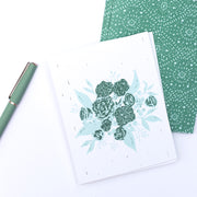 eco-friendly recycled note card set | emerald & aqua floral bouquet | shop radiant home studio