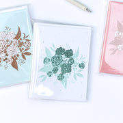 eco-friendly recycled note card gift set | emerald & aqua bouquet | shop radiant home studio
