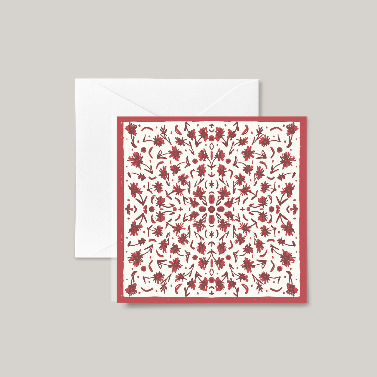 Blooming Square Cranberry Note Card Set