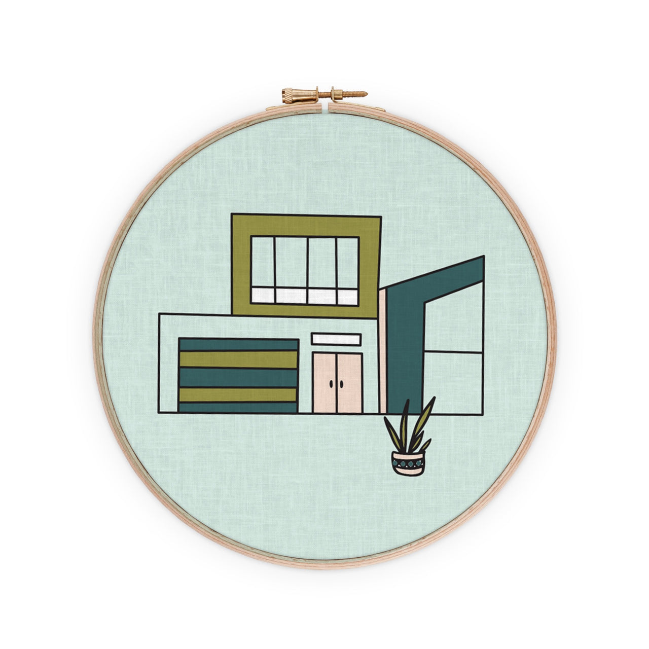 Sunny Southwest Postmodern House Embroidery Pattern PDF Download | Radiant Home Studio