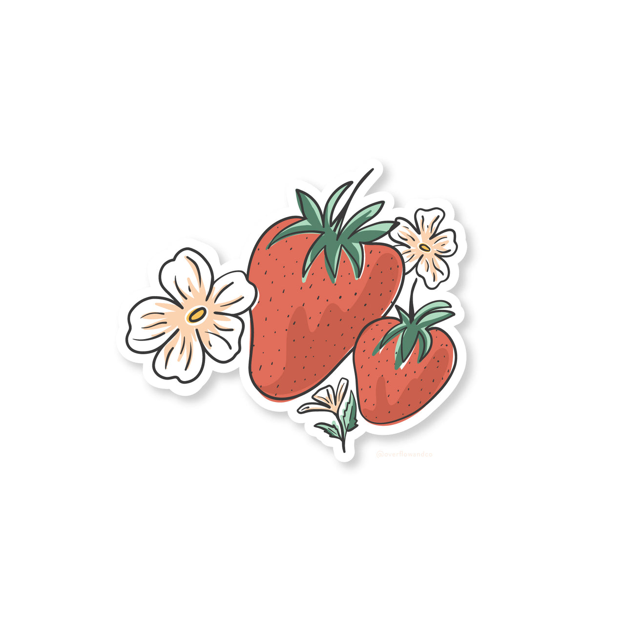 strawberry blooms sticker | farmer's market collection | overflow & co